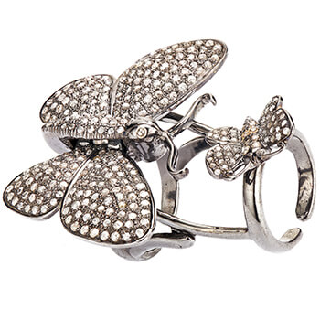 Graceful Flutter Twin Butterfly Ring